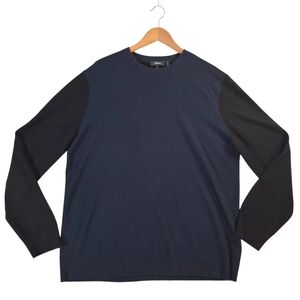 Theory Men's Cashmere Hilles Crewneck Colorblock Sweater Navy & Black- M